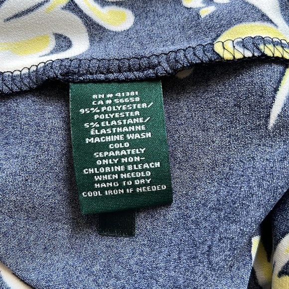 LAUREN Ralph Lauren Floral Print Fit & Flare Dress Navy Yellow Size 0 Petite - Picture 9 of 10